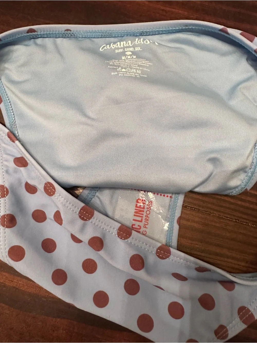 Cabana del sol light Blue Polka Dot Tie-Side Bikini Bottom size medium
